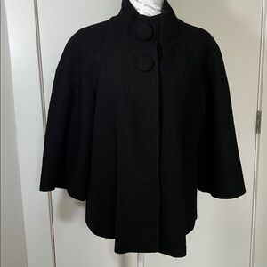 Sandro 100% Wool Black A-Line Cape Coat